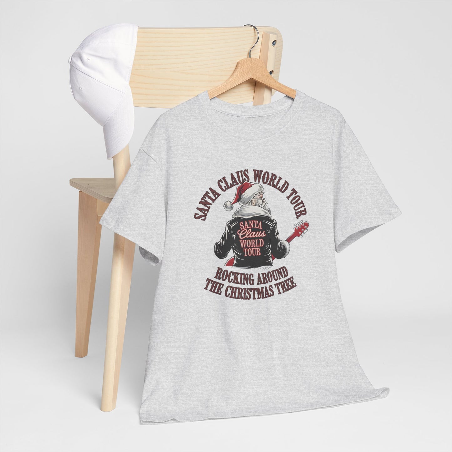 Santa Claus World Tour Unisex Heavy Cotton Tee - sizes S - 3X - Rocking around the Christmas Tree