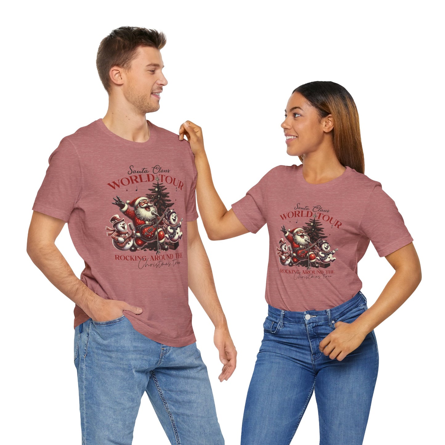 Santa Rocking Around the Christmas Tree Unisex Jersey Short Sleeve T-shirt - sizes S - 3X