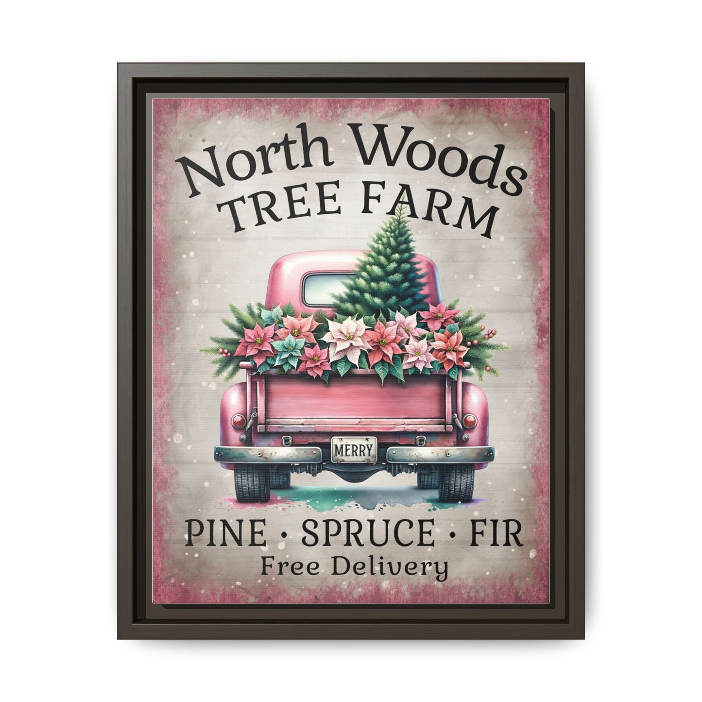 North Woods Tree Farm Matte Canvas, Framed (Multi-color)