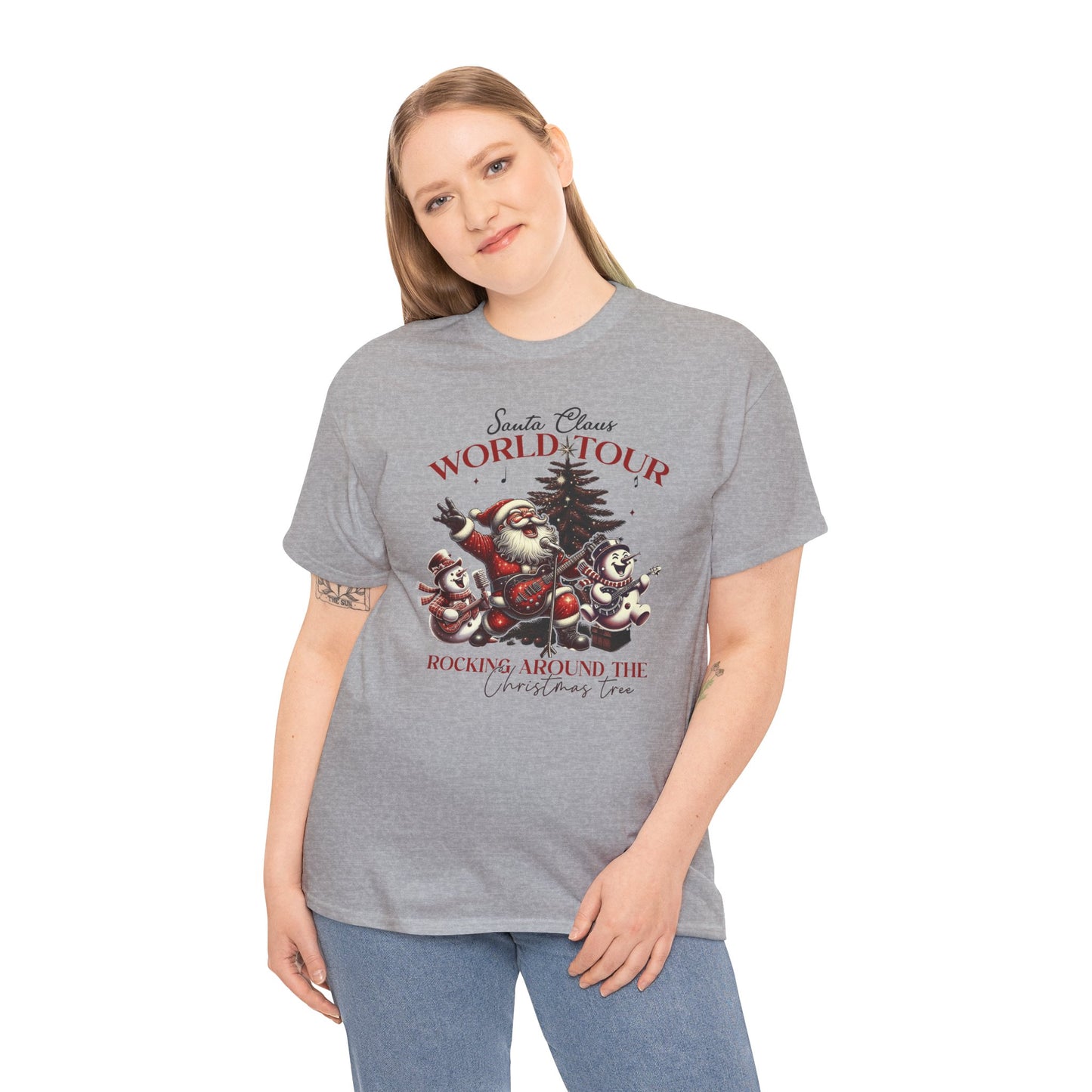 Santa Rocking around the Christmas Tree Unisex Heavy Cotton T-shirt - size S - 5X