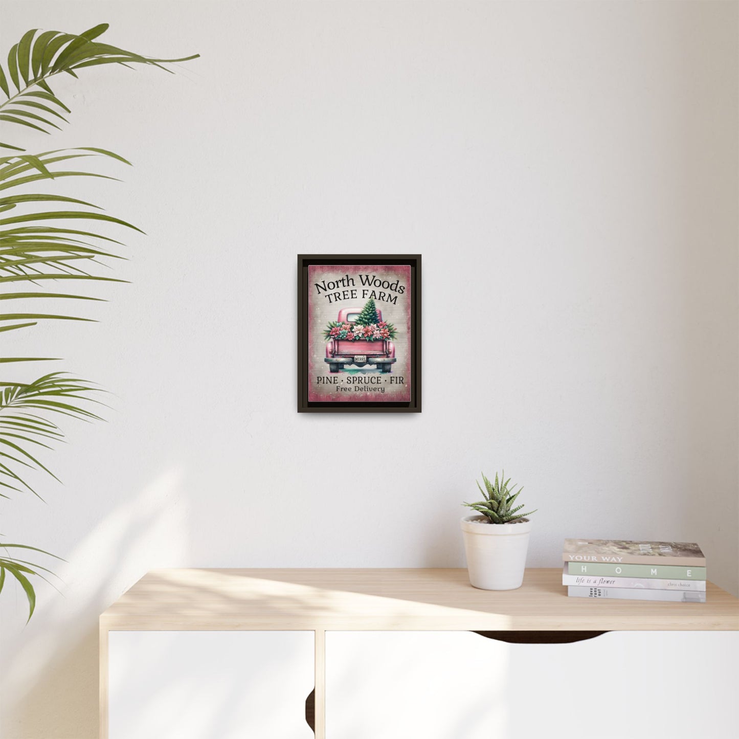 North Woods Tree Farm Matte Canvas, Framed (Multi-color)