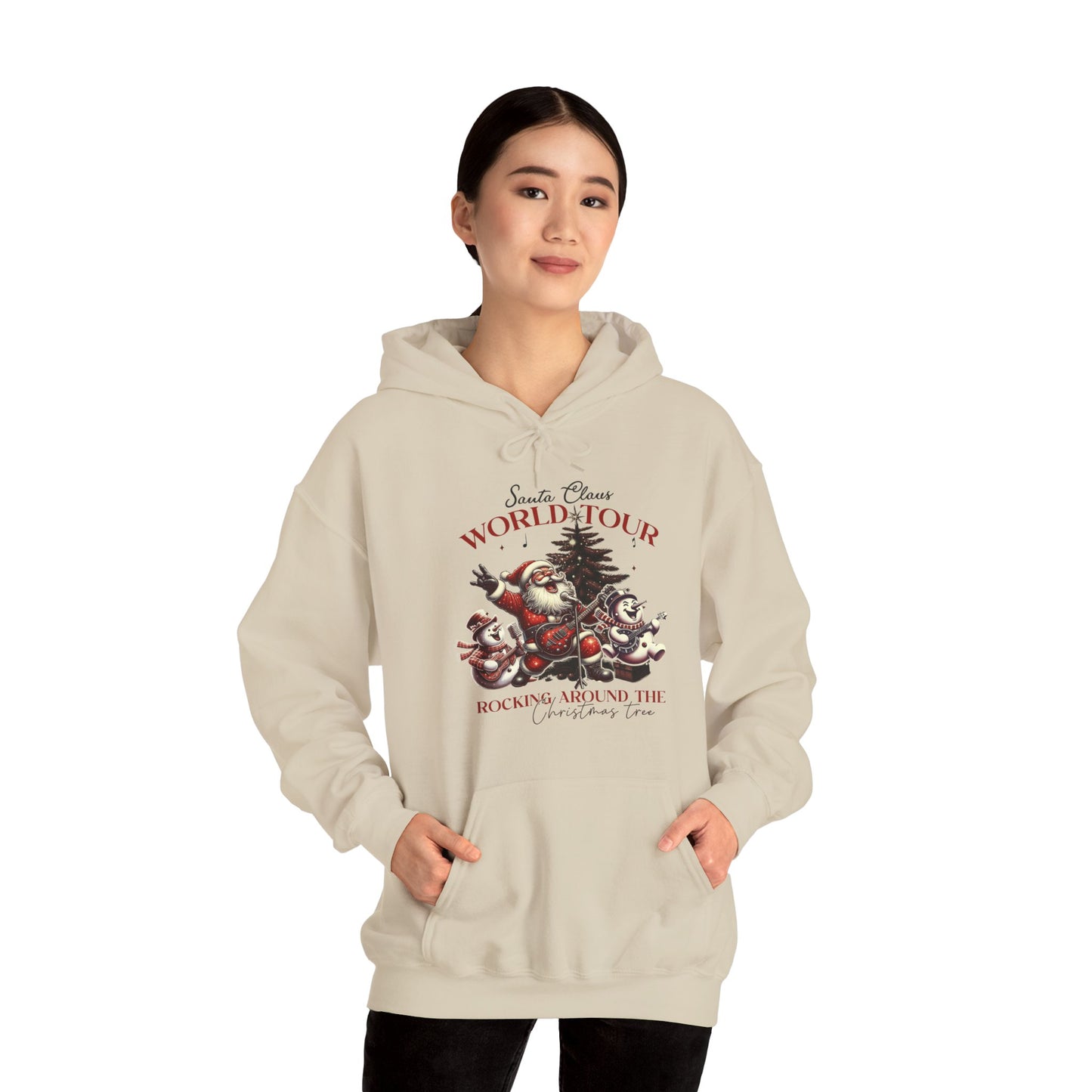 Santa Rocking Around the Christmas Tree Unisex Heavy Blend™ Hooded Sweatshirt - sizes S -3X