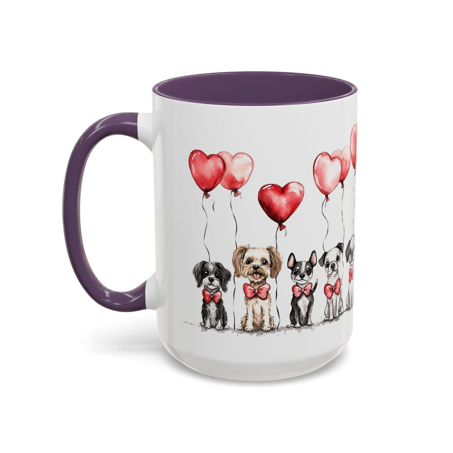 Coffee Mug - Puppy Love Valentine's Day, Cute Dogs and Heart Balloons, 11oz and 15oz, Ceramic