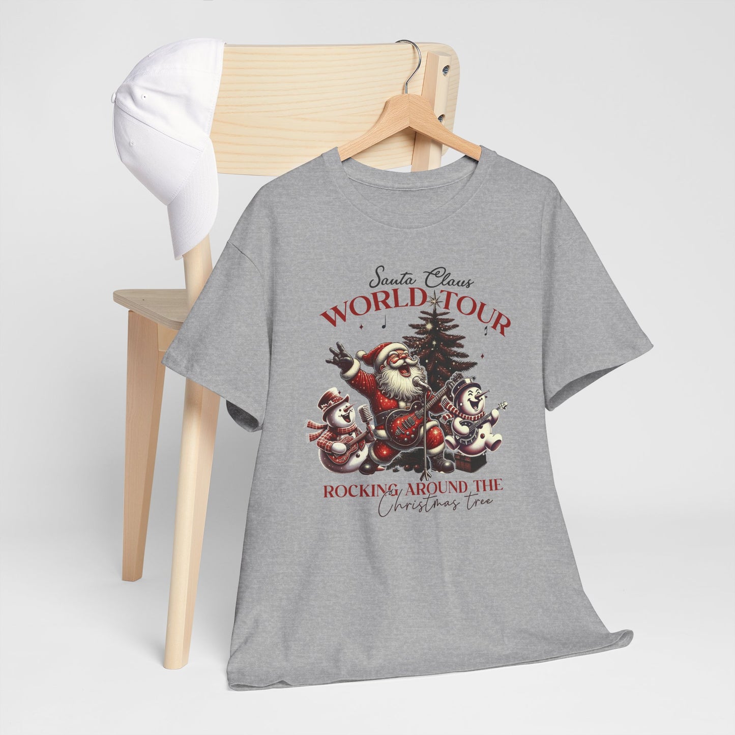 Santa Rocking around the Christmas Tree Unisex Heavy Cotton T-shirt - size S - 5X