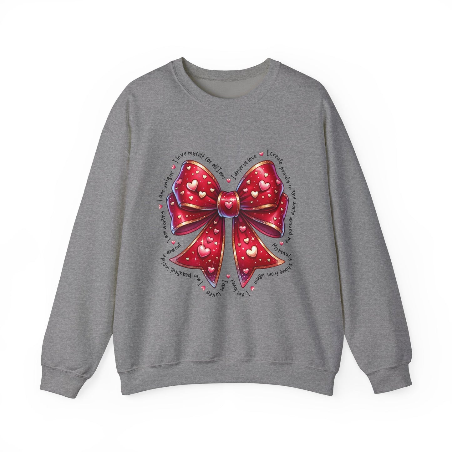 Bow Unisex Heavy Blend Crewneck Sweatshirt - Valentine's Day Warm & Cozy Girly Design