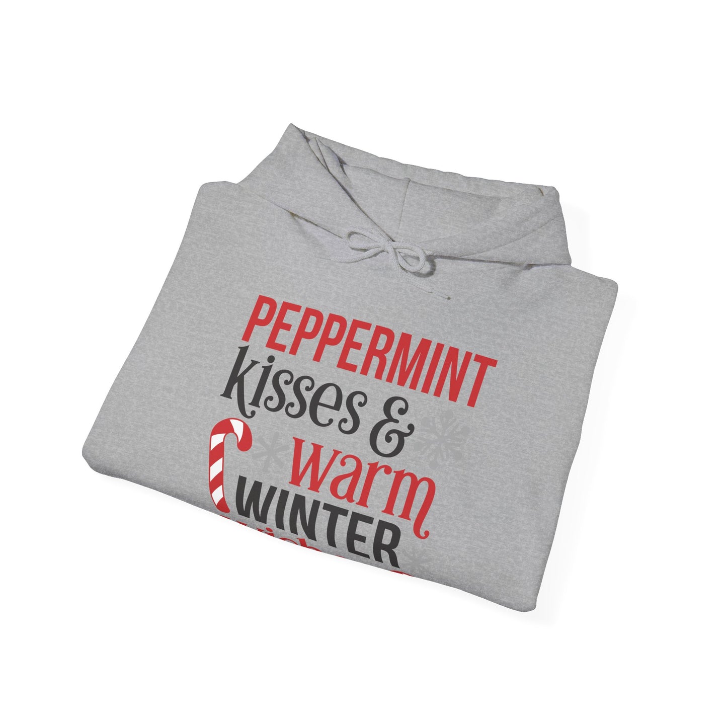 Peppermint Kisses and Warm Winter Wishes Unisex Heavy Blend™ Hooded Sweatshirt - sizes S - 3X