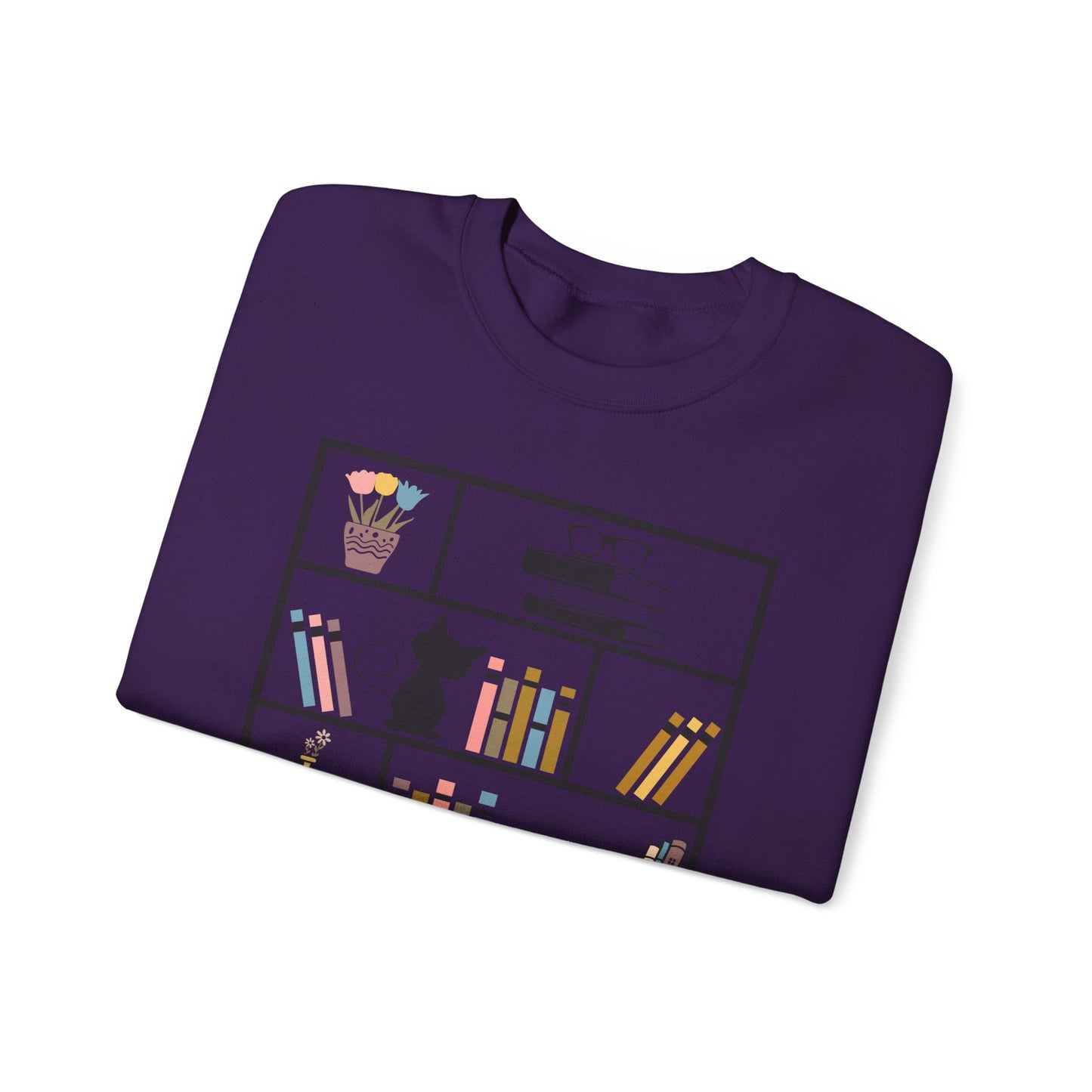 Unisex Heavy Blend™ Crewneck Sweatshirt - cute bookshelf with cat - sizes S - 3X