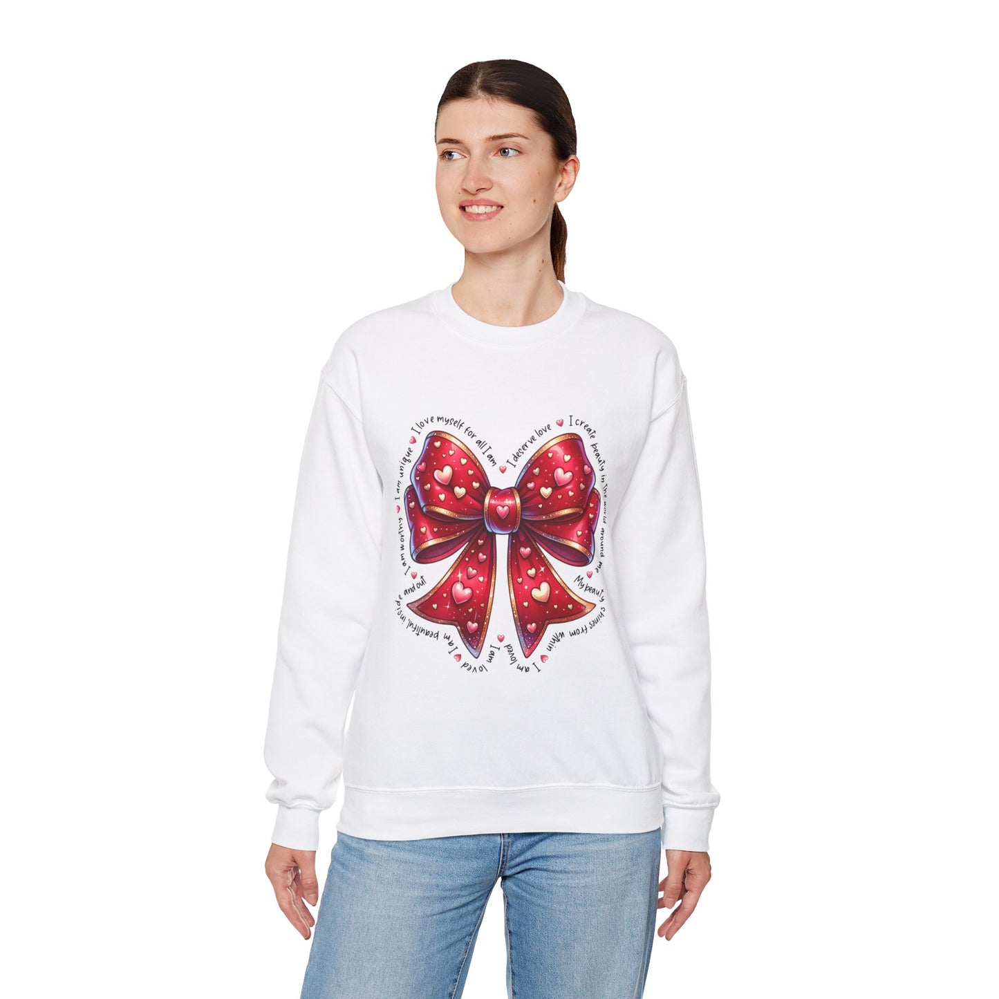 Red Bow Crewneck Sweatshirt - Valentine's Day Gift