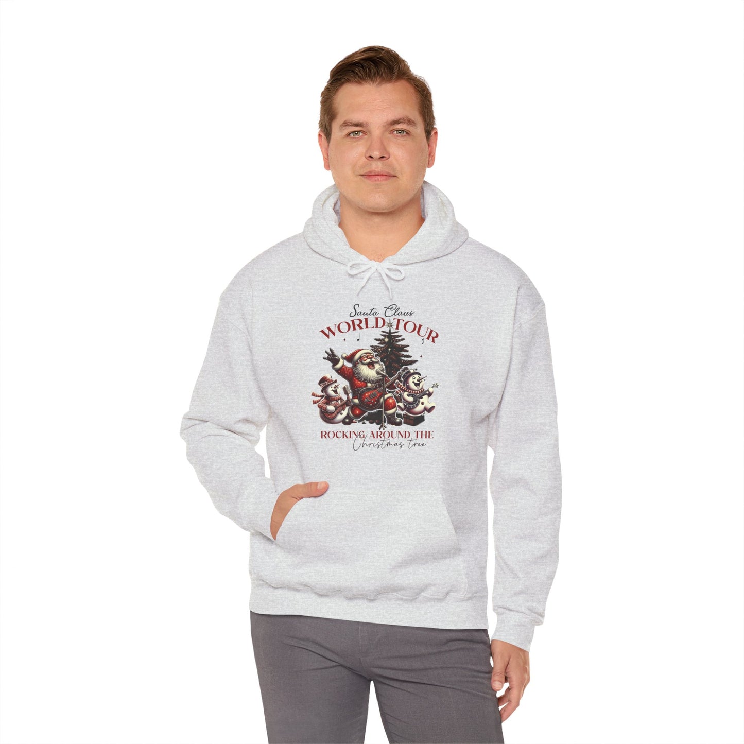 Santa Rocking Around the Christmas Tree Unisex Heavy Blend™ Hooded Sweatshirt - sizes S -3X
