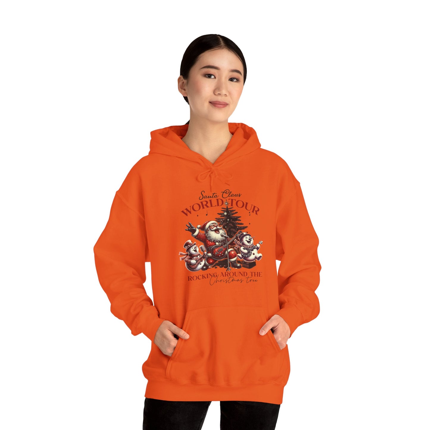 Santa Rocking Around the Christmas Tree Unisex Heavy Blend™ Hooded Sweatshirt - sizes S -3X