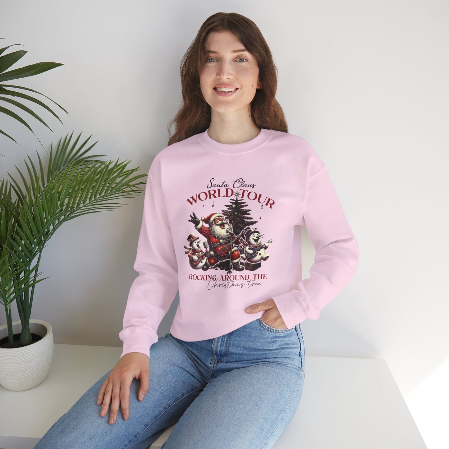 Santa Rocking Around the Christmas Tree Unisex Heavy Blend™ Crewneck Sweatshirt - size S - 3X