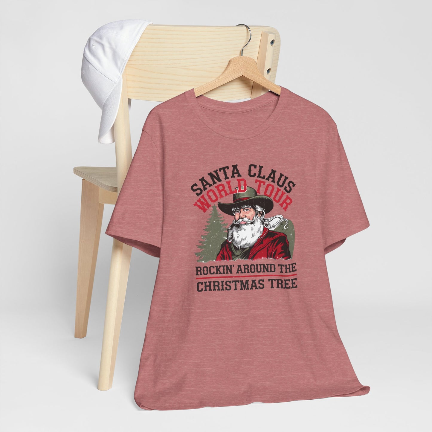 Santa's World Tour Rocking around the Christmas Tree Unisex Jersey Short Sleeve Tee - sizes S - 3X
