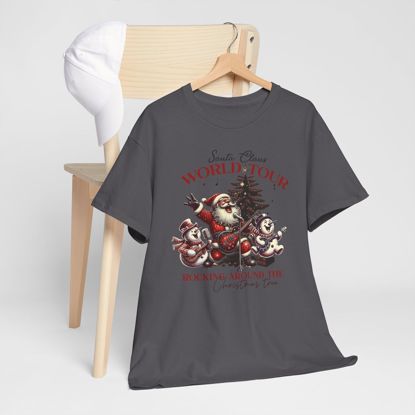 Santa Rocking around the Christmas Tree Unisex Heavy Cotton T-shirt - size S - 5X