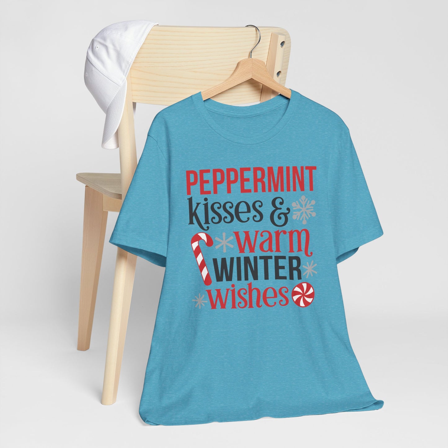 Peppermint Kisses and Warm Winter wishes Unisex Jersey Short Sleeve T-shirt - sizes S - 3X