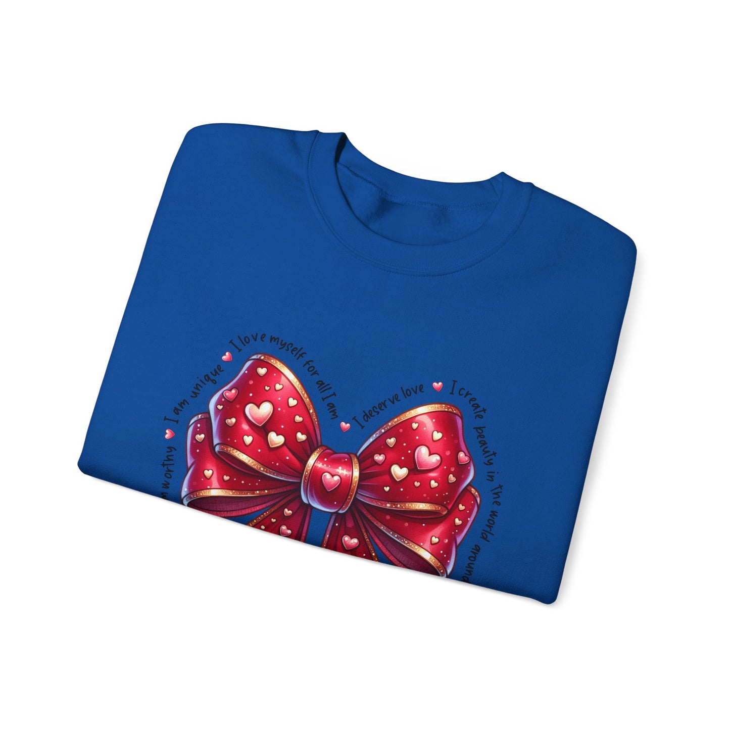 Bow Unisex Heavy Blend Crewneck Sweatshirt - Valentine's Day Warm & Cozy Girly Design