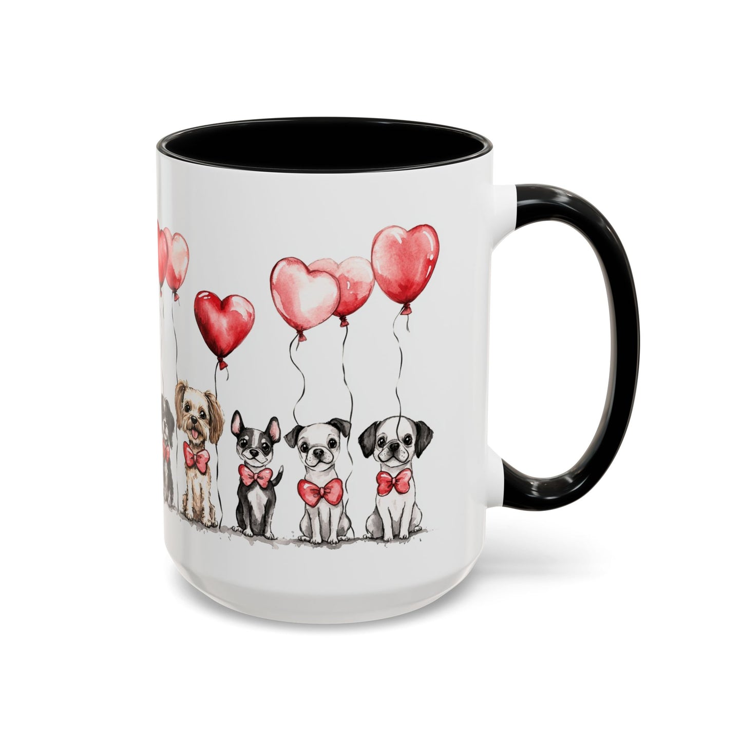 Coffee Mug - Puppy Love Valentine's Day, Cute Dogs and Heart Balloons, 11oz and 15oz, Ceramic