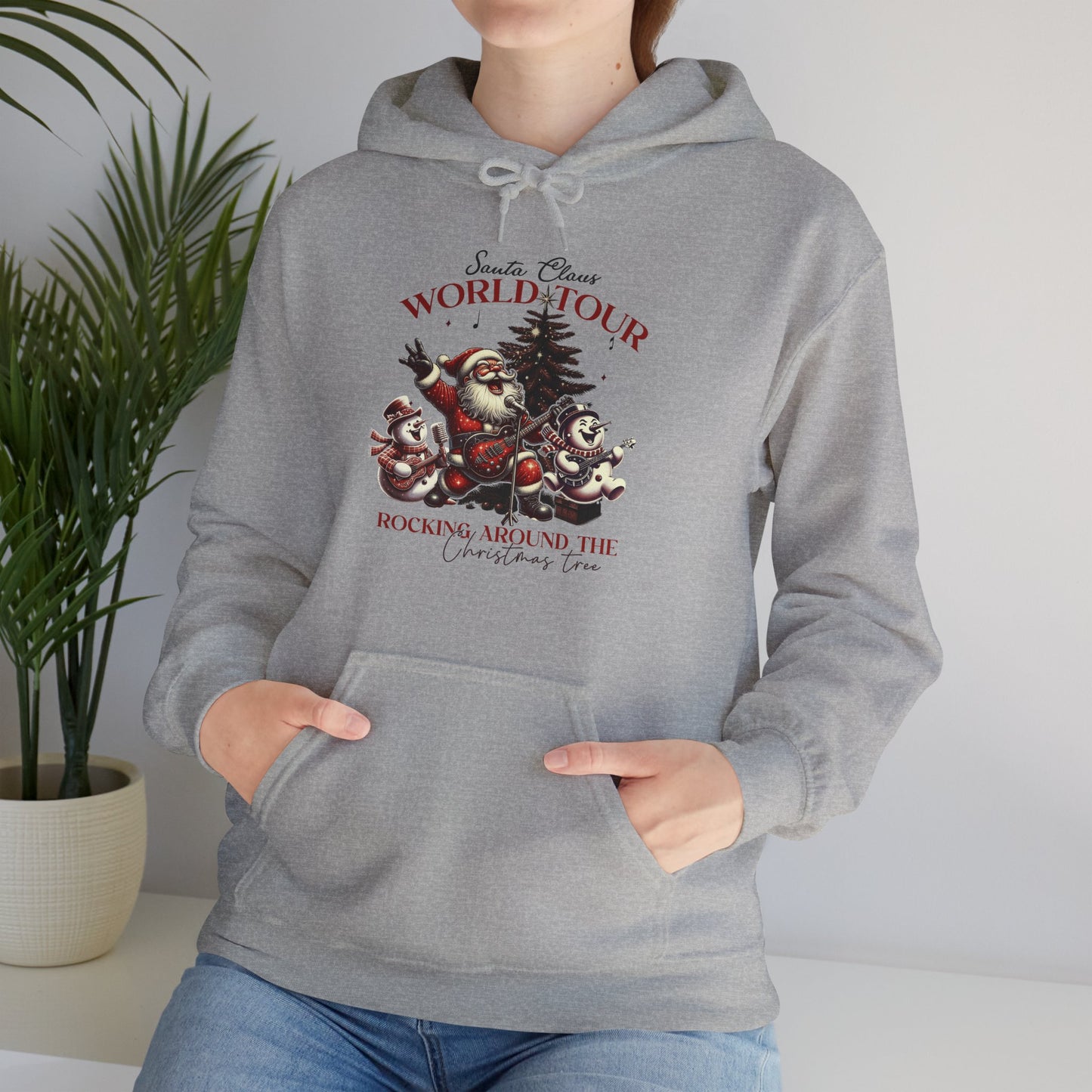 Santa Rocking around the Christmas Tree Unisex Heavy Blend™ Hooded Sweatshirt - sizes S - 5X