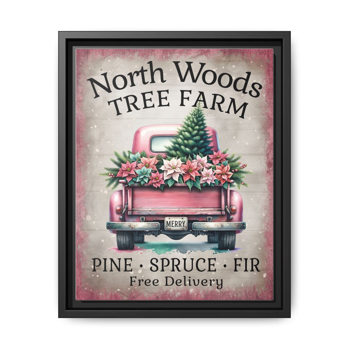 North Woods Tree Farm Matte Canvas, Framed (Multi-color)