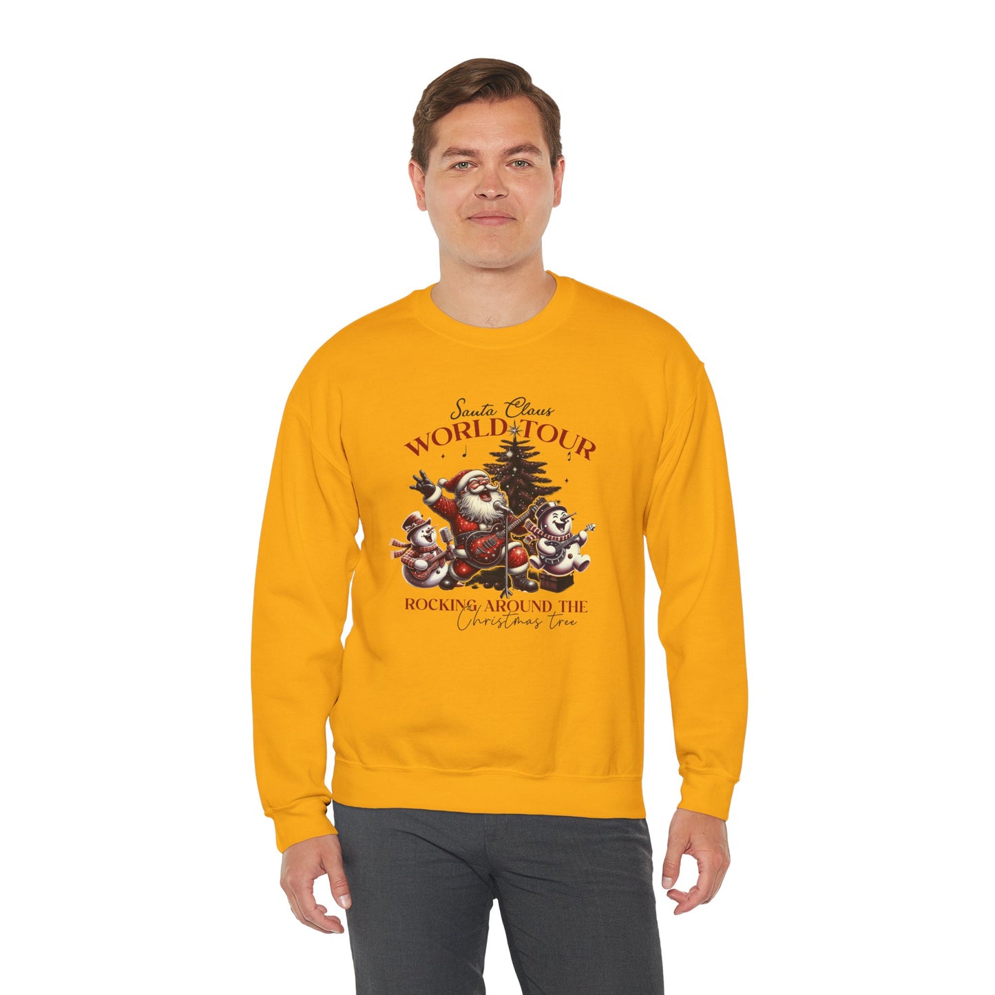 Santa Rocking Around the Christmas Tree Unisex Heavy Blend™ Crewneck Sweatshirt - size S - 3X
