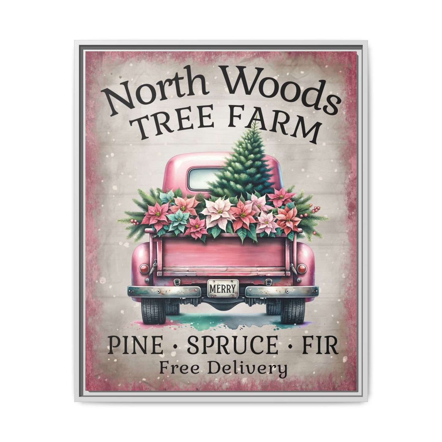 North Woods Tree Farm Matte Canvas, Framed (Multi-color)