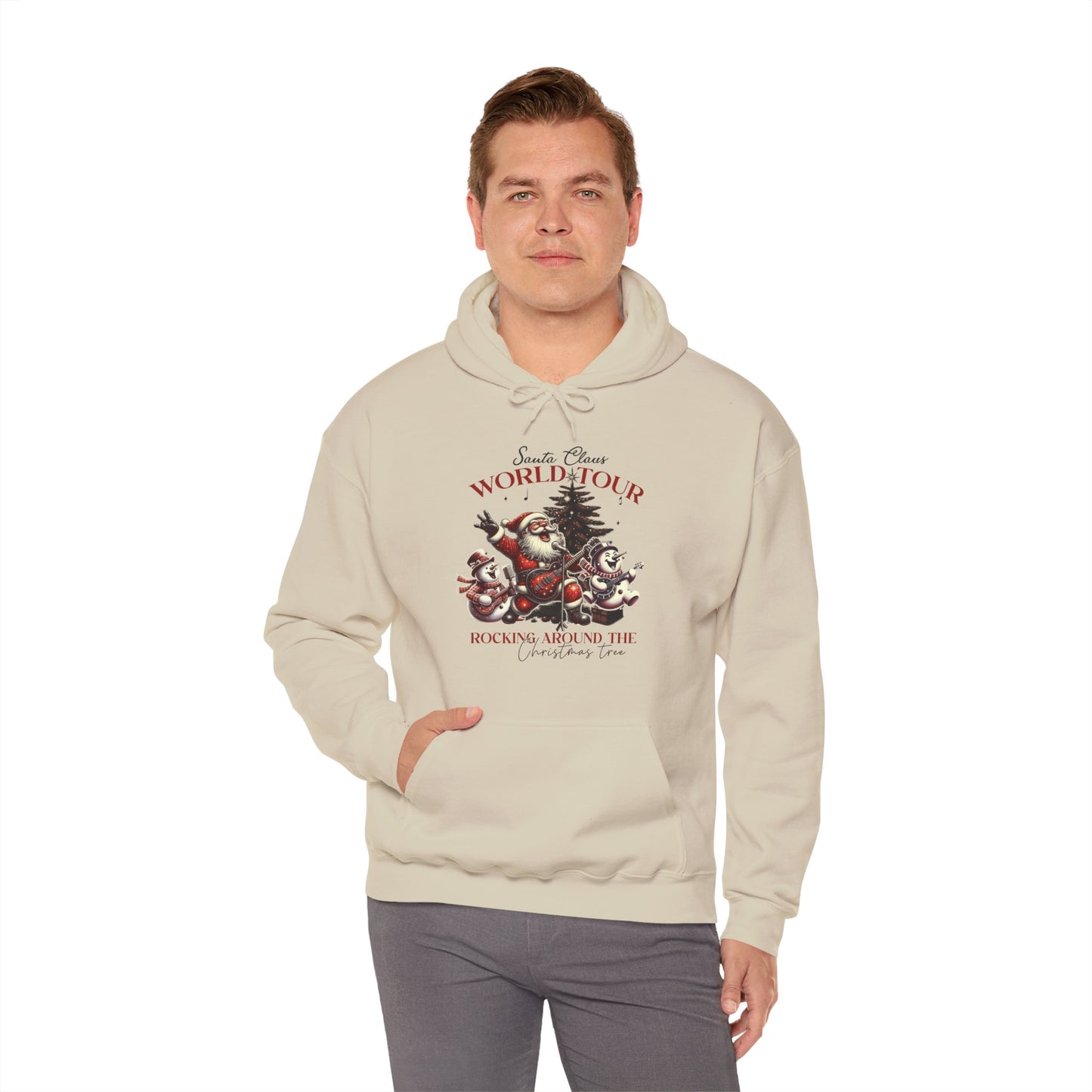 Santa Rocking Around the Christmas Tree Unisex Heavy Blend™ Hooded Sweatshirt - sizes S -3X