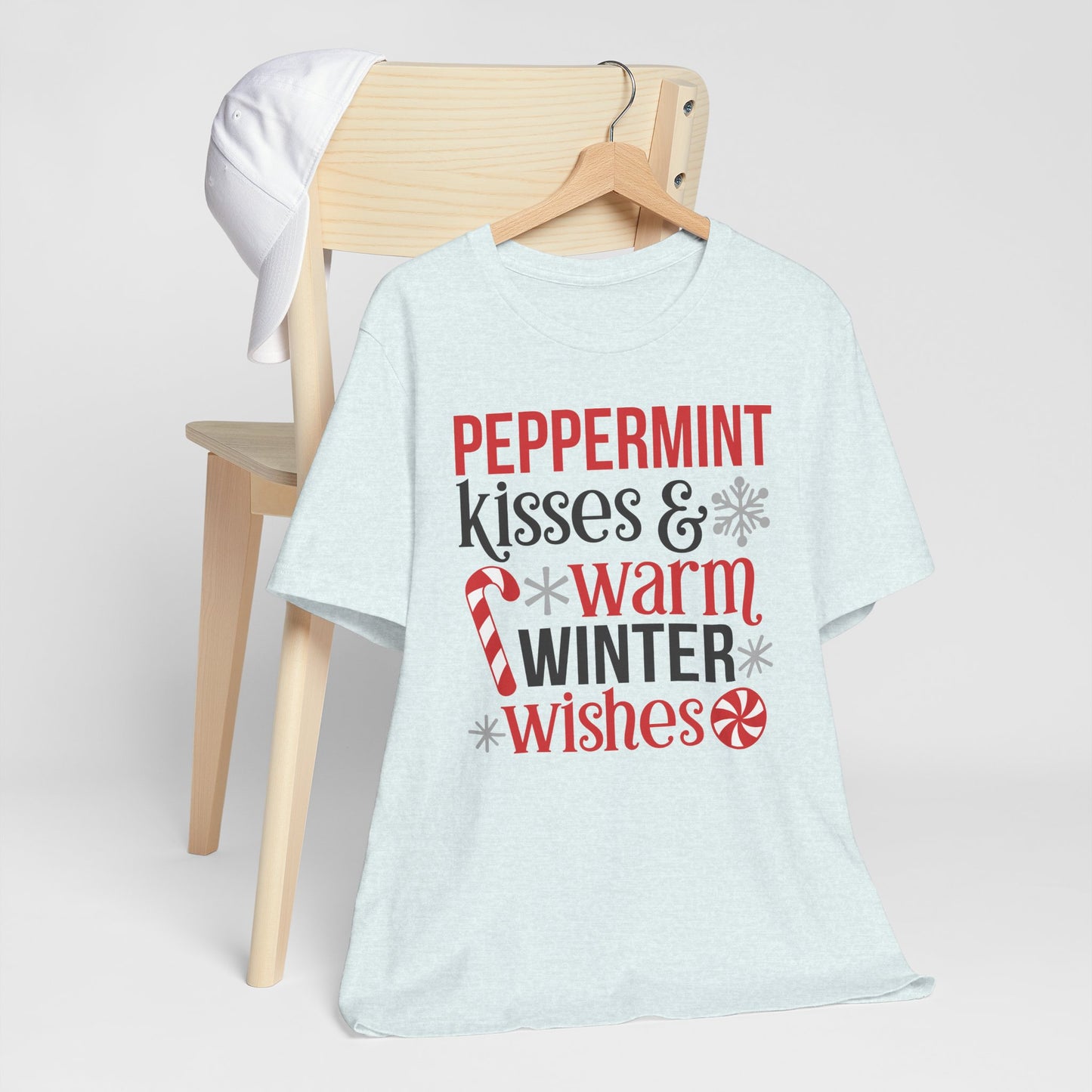 Peppermint Kisses and Warm Winter wishes Unisex Jersey Short Sleeve T-shirt - sizes S - 3X