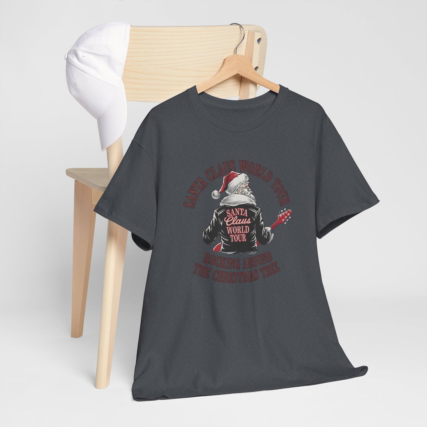 Santa Claus World Tour Unisex Heavy Cotton Tee - sizes S - 3X - Rocking around the Christmas Tree