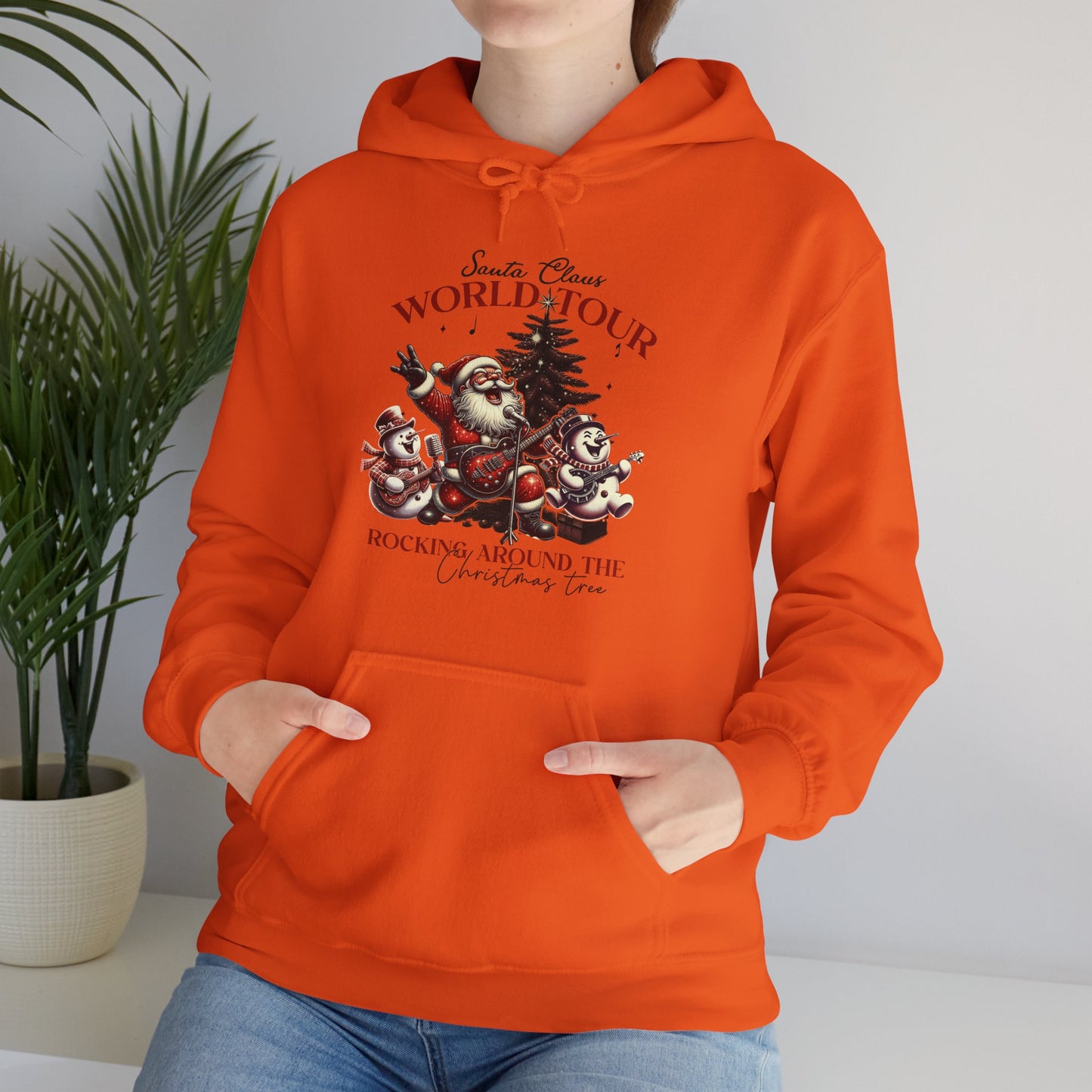 Santa Rocking Around the Christmas Tree Unisex Heavy Blend™ Hooded Sweatshirt - sizes S -3X