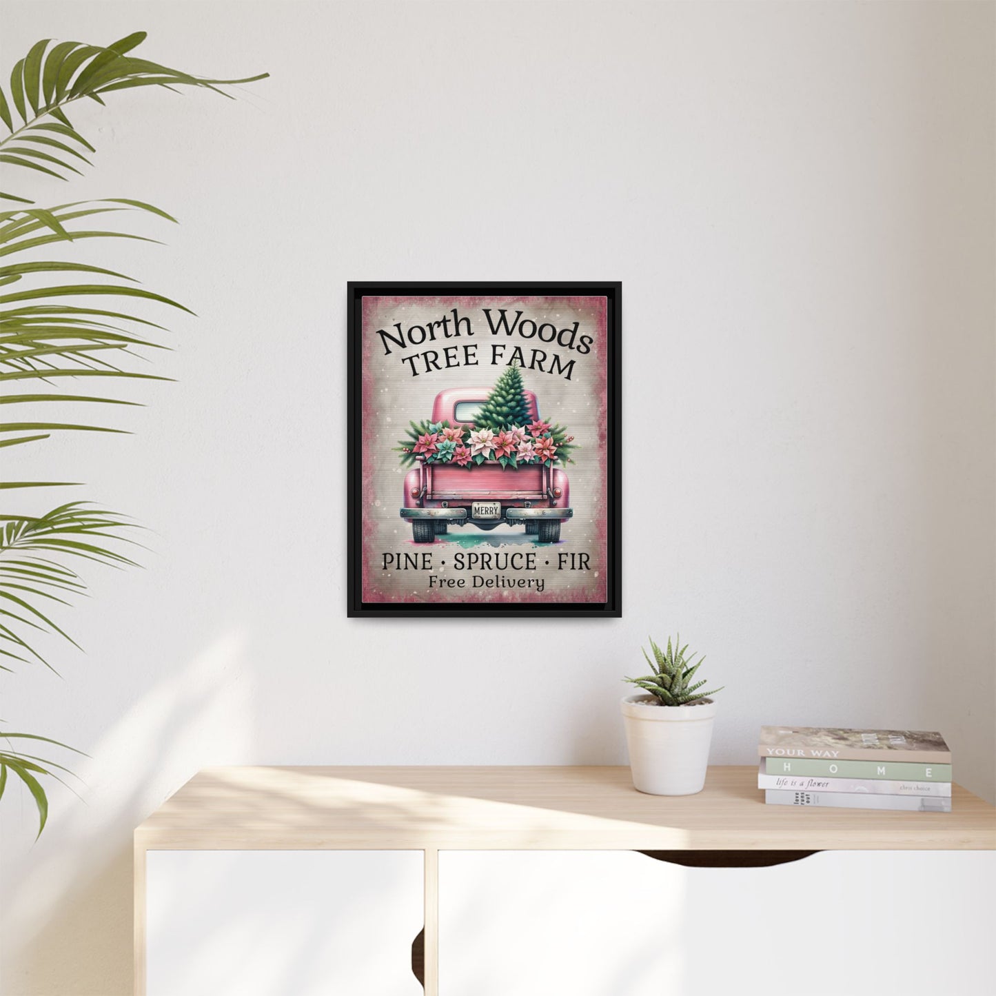 North Woods Tree Farm Matte Canvas, Framed (Multi-color)