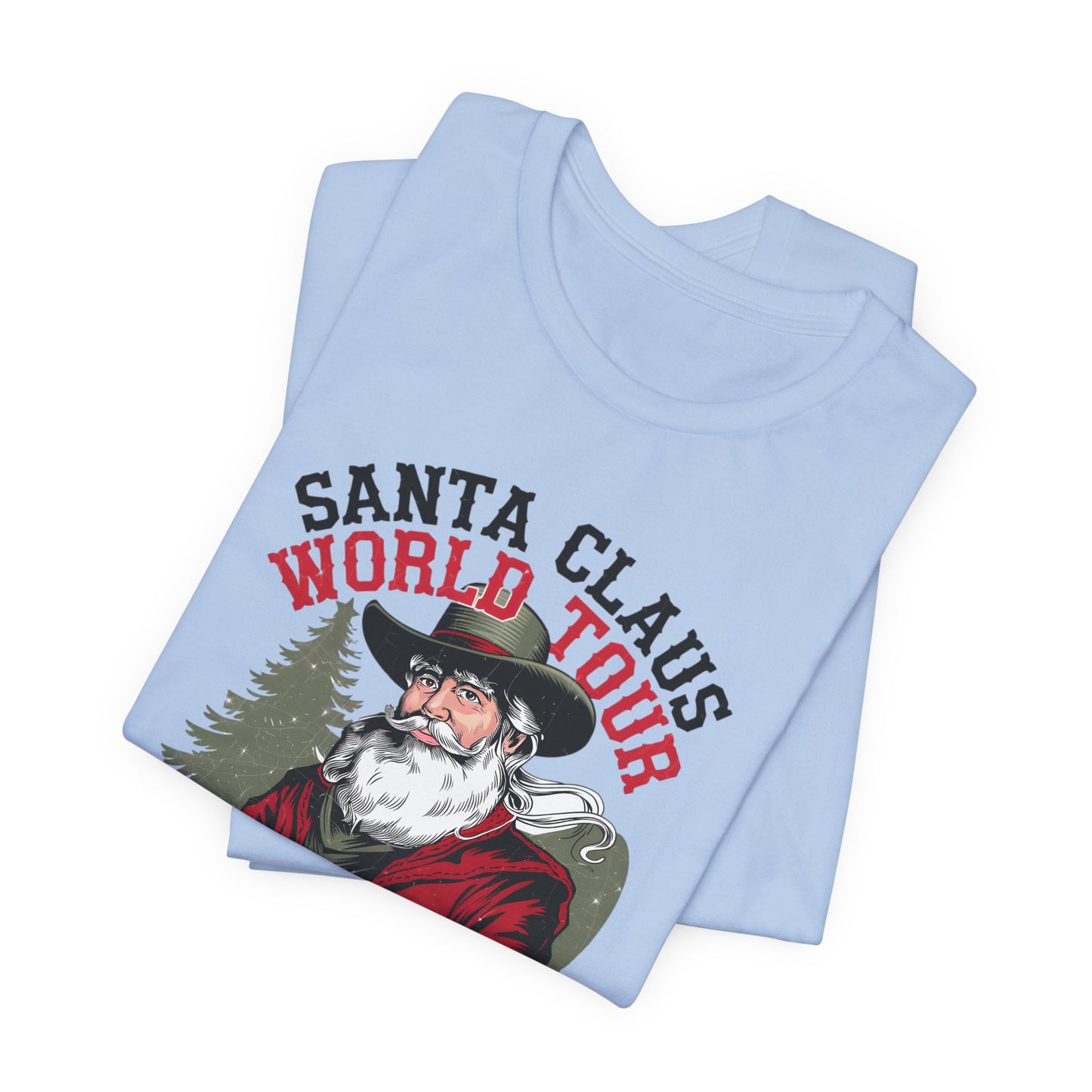 Santa's World Tour Rocking around the Christmas Tree Unisex Jersey Short Sleeve Tee - sizes S - 3X