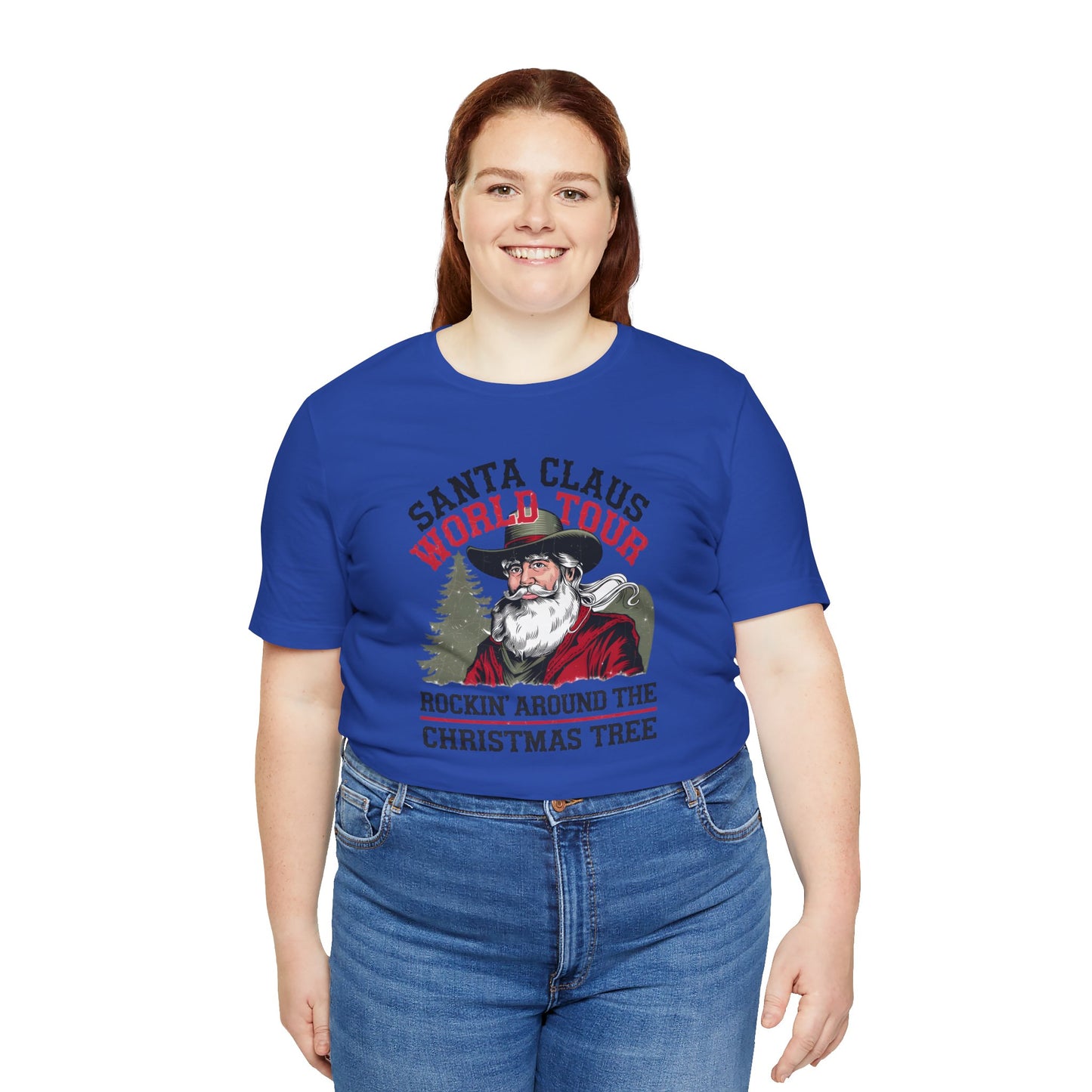 Santa Claus World tour Unisex Jersey Short Sleeve Tee - sizes S - 3X - Rocking around the Christmas Tree