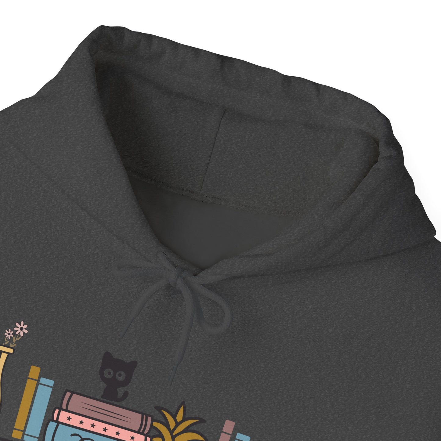 Unisex Heavy Blend™ Hooded Sweatshirt - cut cat sitting on shelf with books - S - 5X