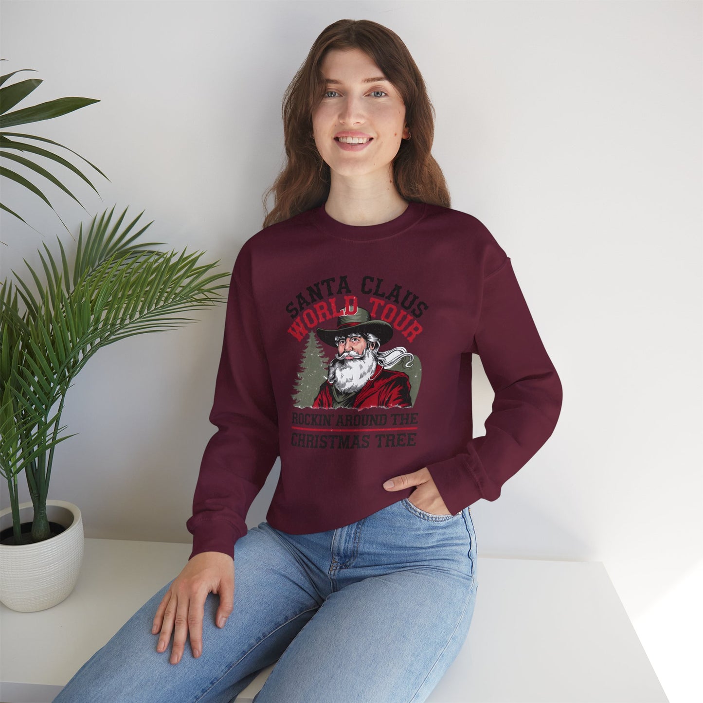 Santa Claus World Tour Unisex Heavy Blend™ Crewneck Sweatshirt - sizes S - 3X - Rocking around the Christmas Tree