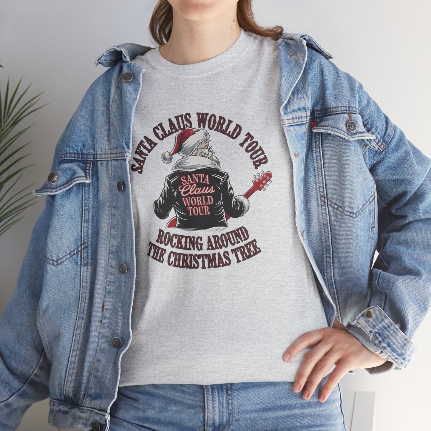 Santa Claus World Tour Unisex Heavy Cotton Tee - sizes S - 3X - Rocking around the Christmas Tree