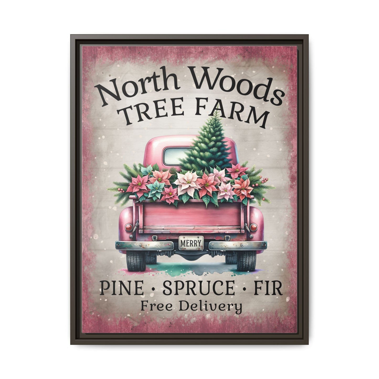 North Woods Tree Farm Matte Canvas, Framed (Multi-color)