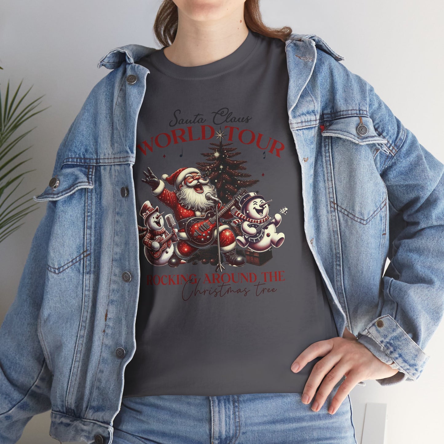 Santa Rocking around the Christmas Tree Unisex Heavy Cotton T-shirt - size S - 5X