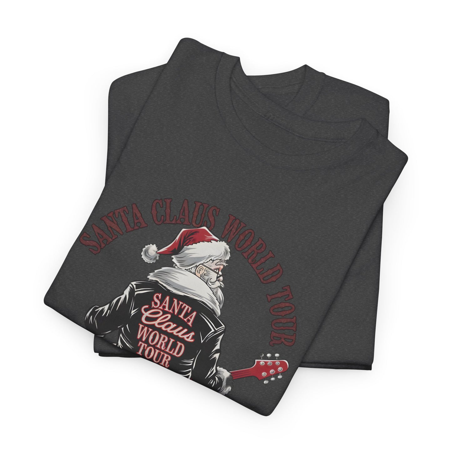 Santa Claus World Tour Unisex Heavy Cotton Tee - sizes S - 3X - Rocking around the Christmas Tree
