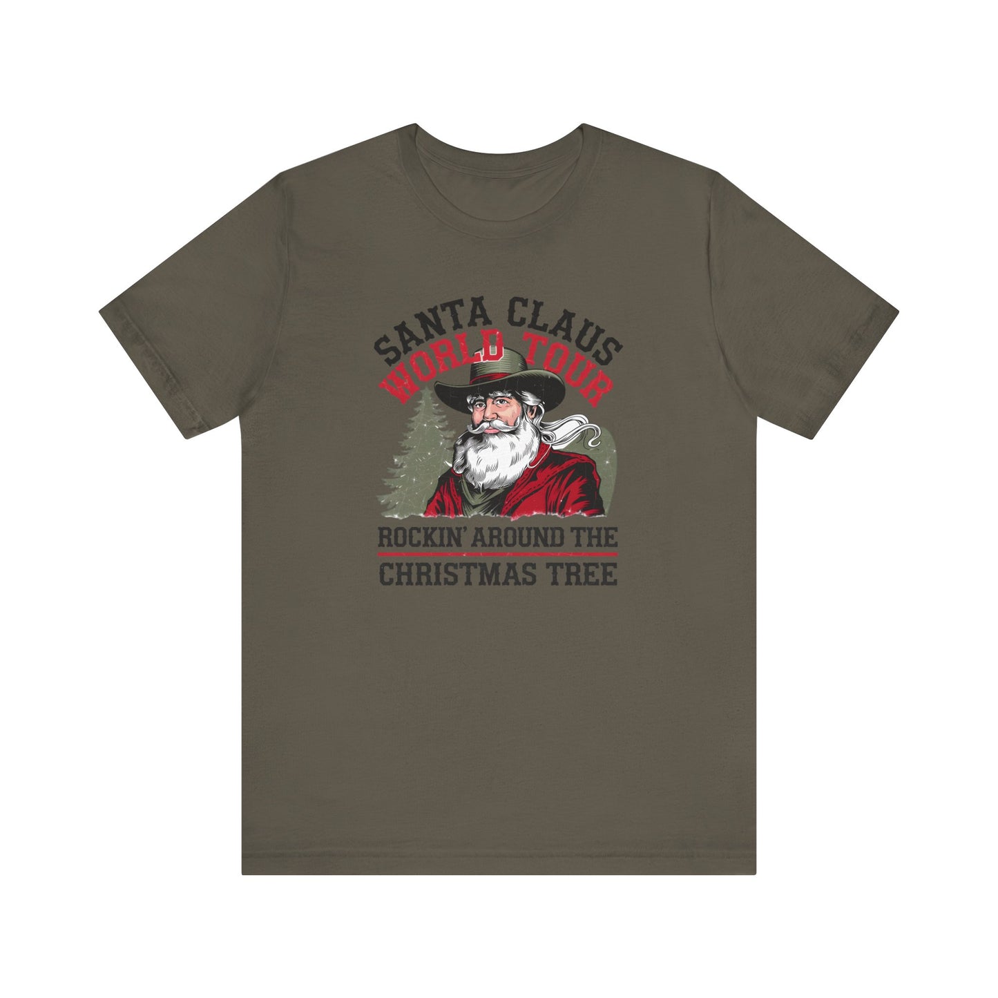 Santa's World Tour Rocking around the Christmas Tree Unisex Jersey Short Sleeve Tee - sizes S - 3X