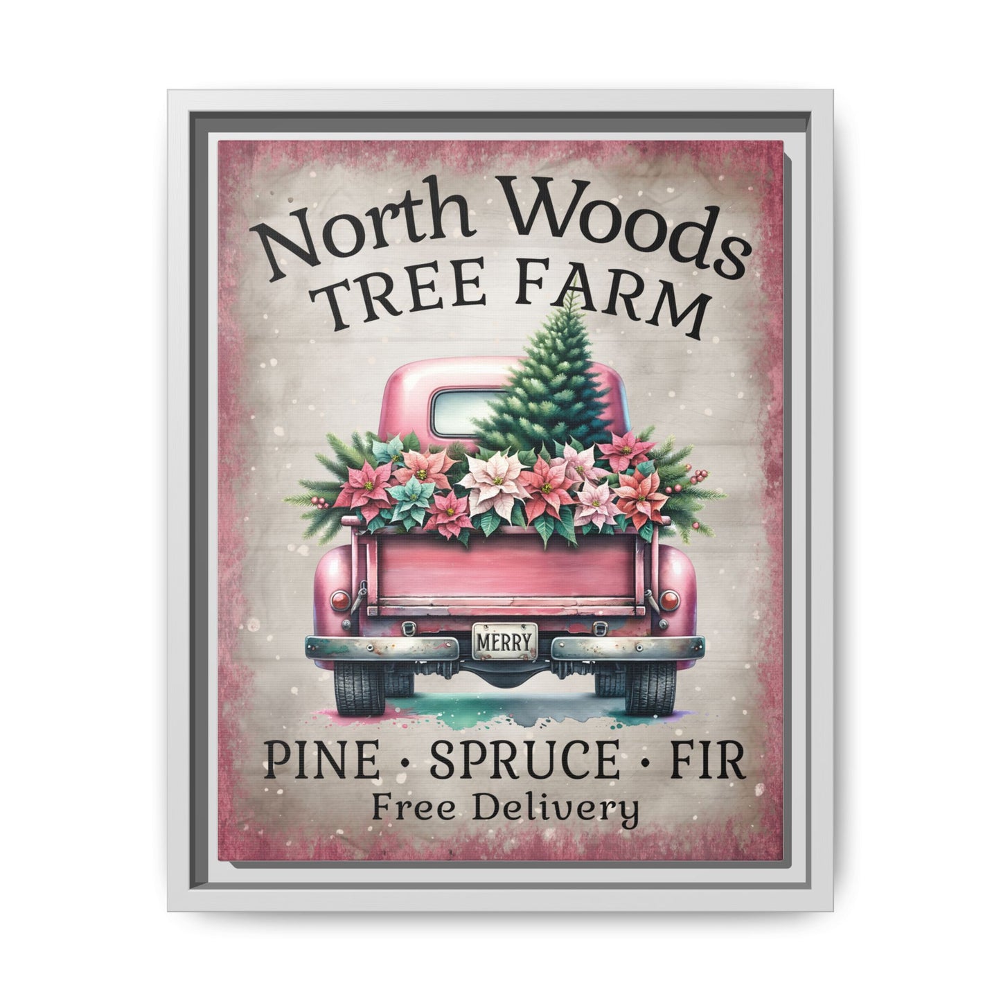 North Woods Tree Farm Matte Canvas, Framed (Multi-color)