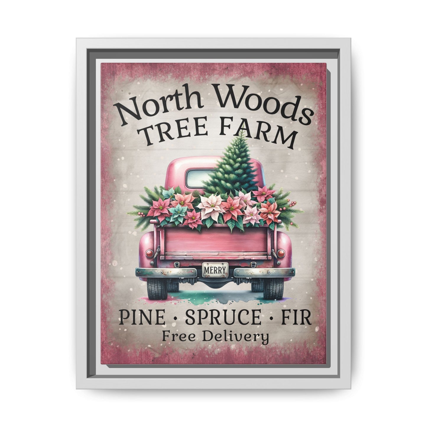North Woods Tree Farm Matte Canvas, Framed (Multi-color)