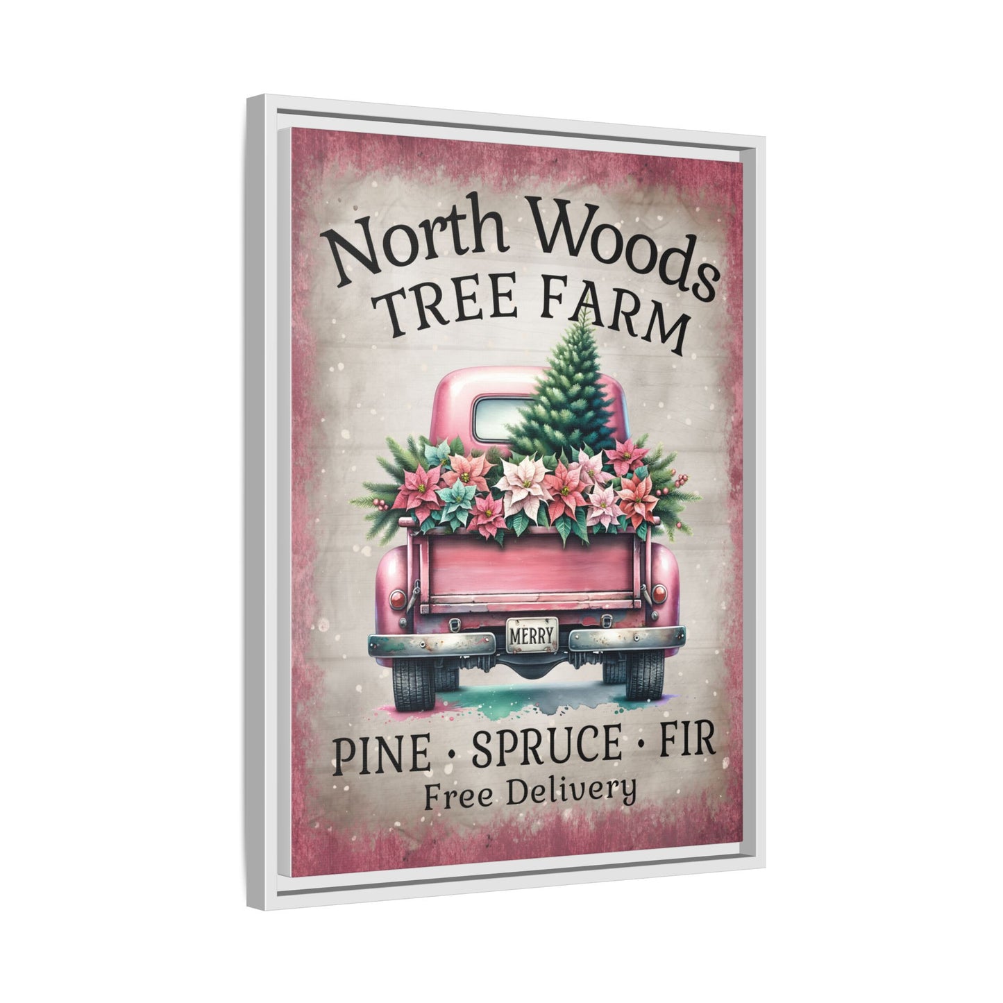 North Woods Tree Farm Matte Canvas, Framed (Multi-color)