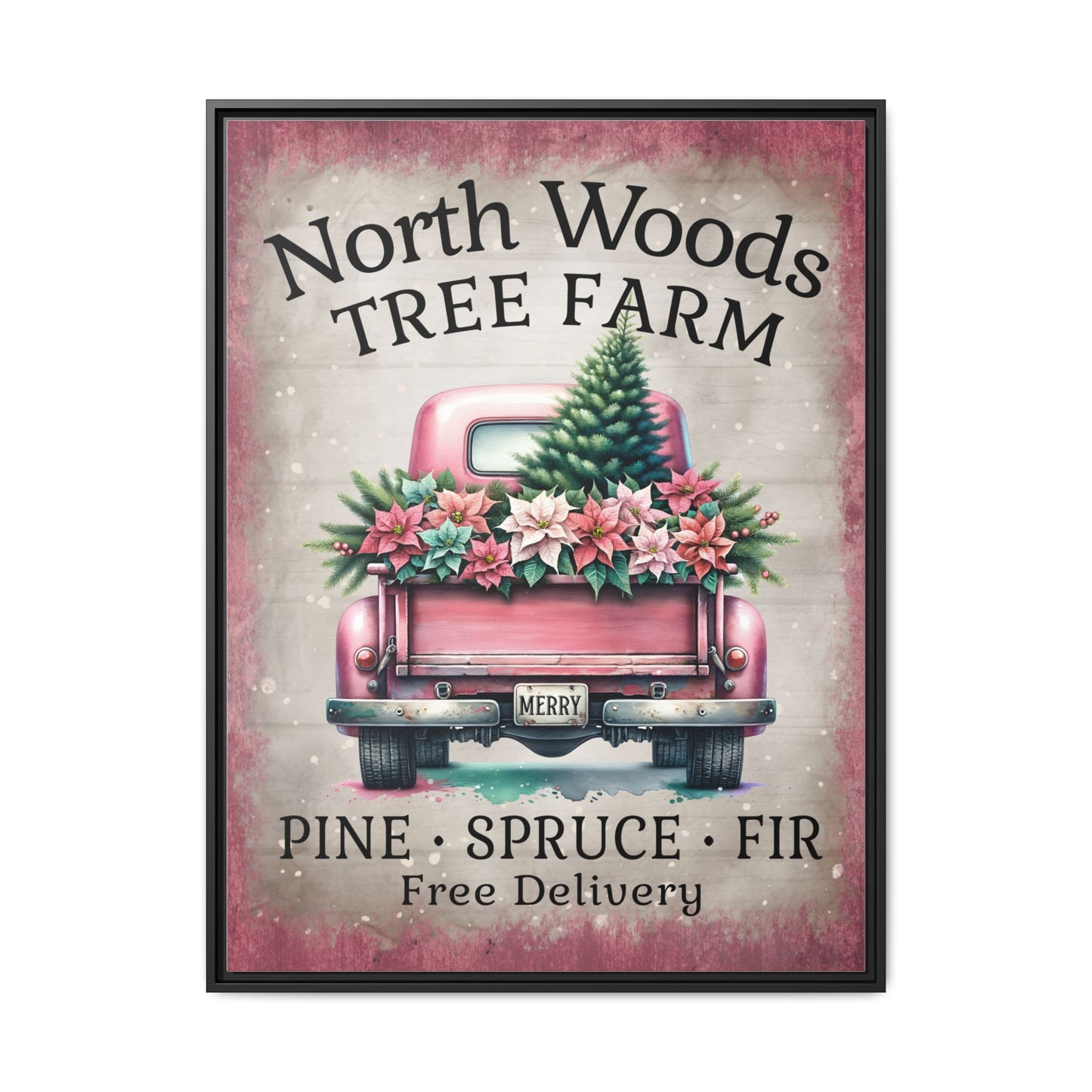 North Woods Tree Farm Matte Canvas, Framed (Multi-color)