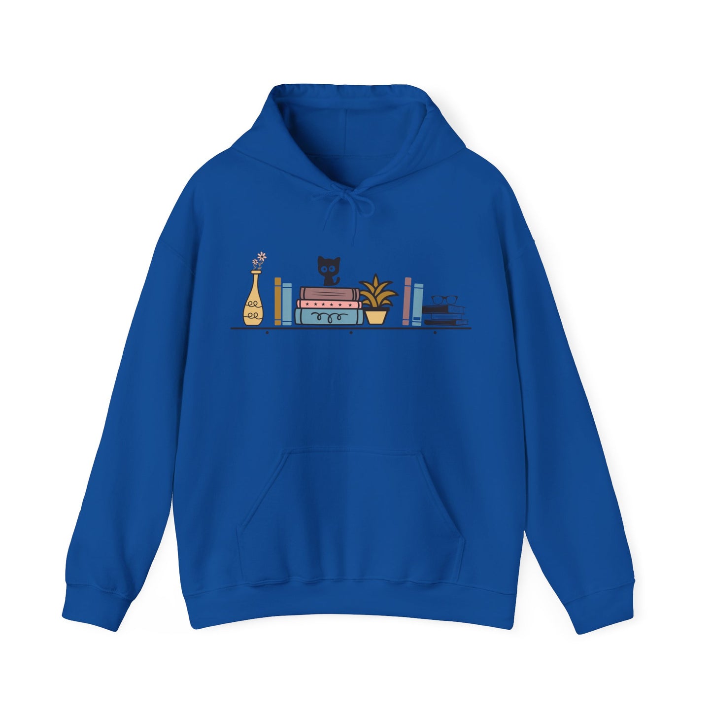 Unisex Heavy Blend™ Hooded Sweatshirt - cut cat sitting on shelf with books - S - 5X