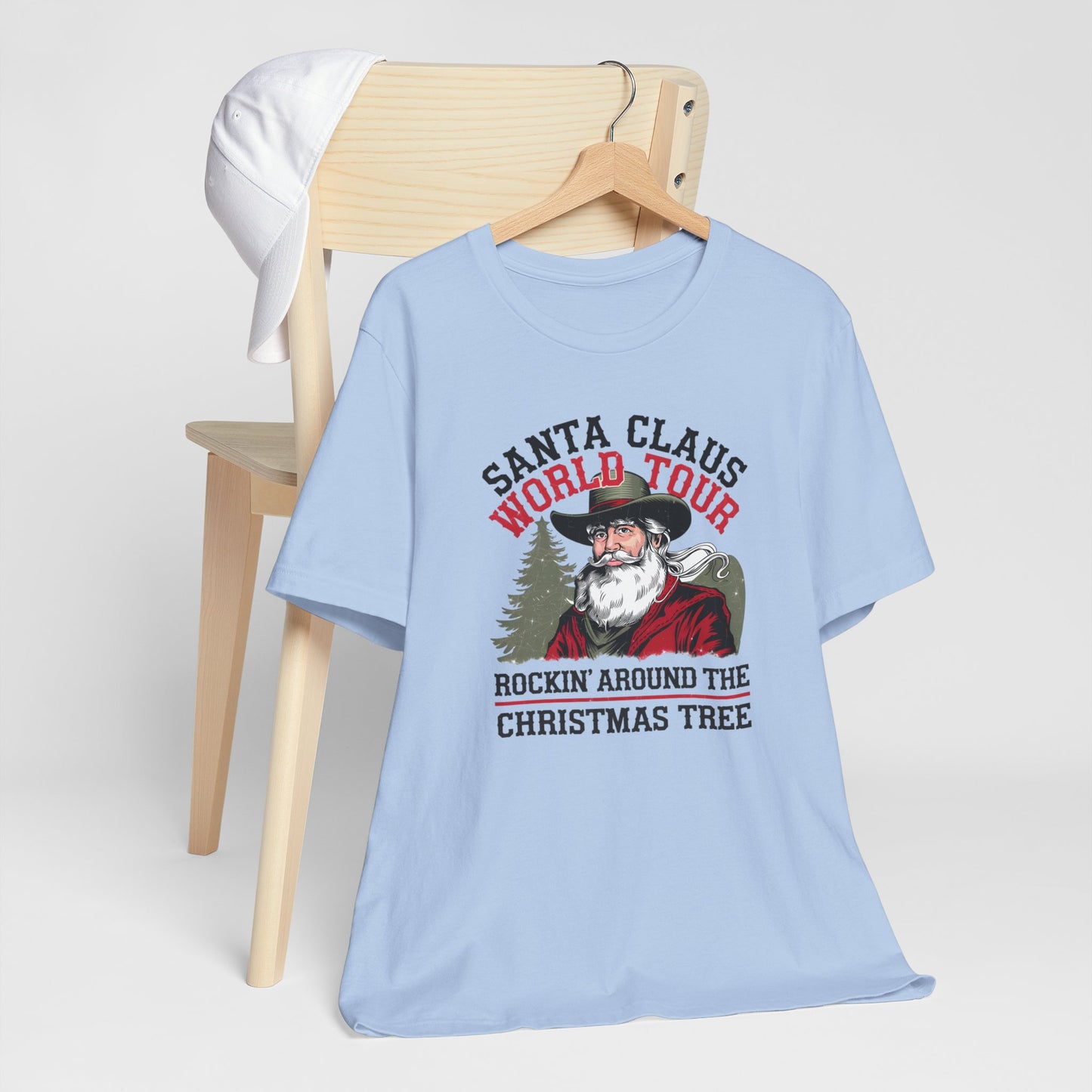 Santa's World Tour Rocking around the Christmas Tree Unisex Jersey Short Sleeve Tee - sizes S - 3X