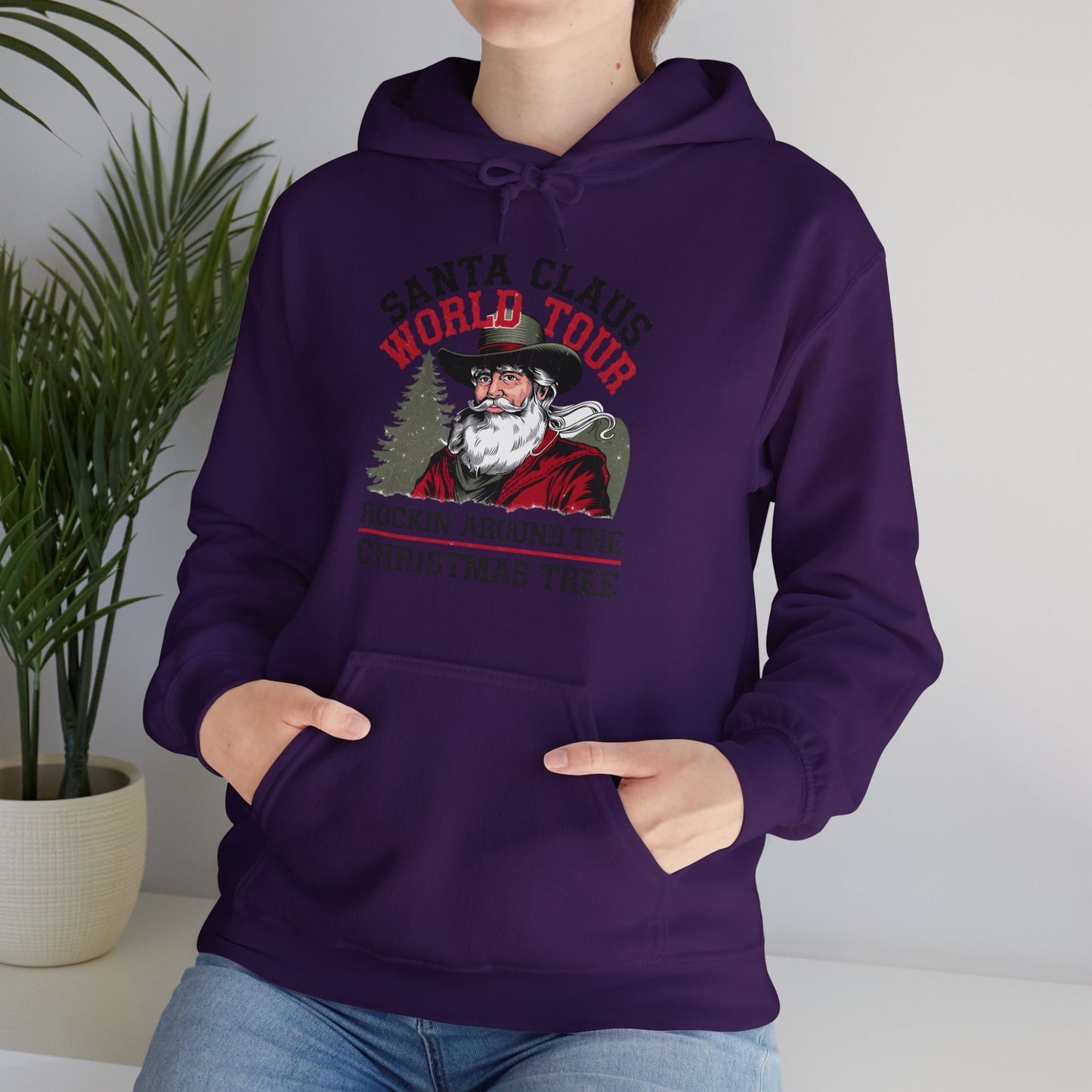 Santa Claus World Tour Unisex Heavy Blend™ Hooded Sweatshirt - sizes S - 3X - Rocking Around the Christmas Tree