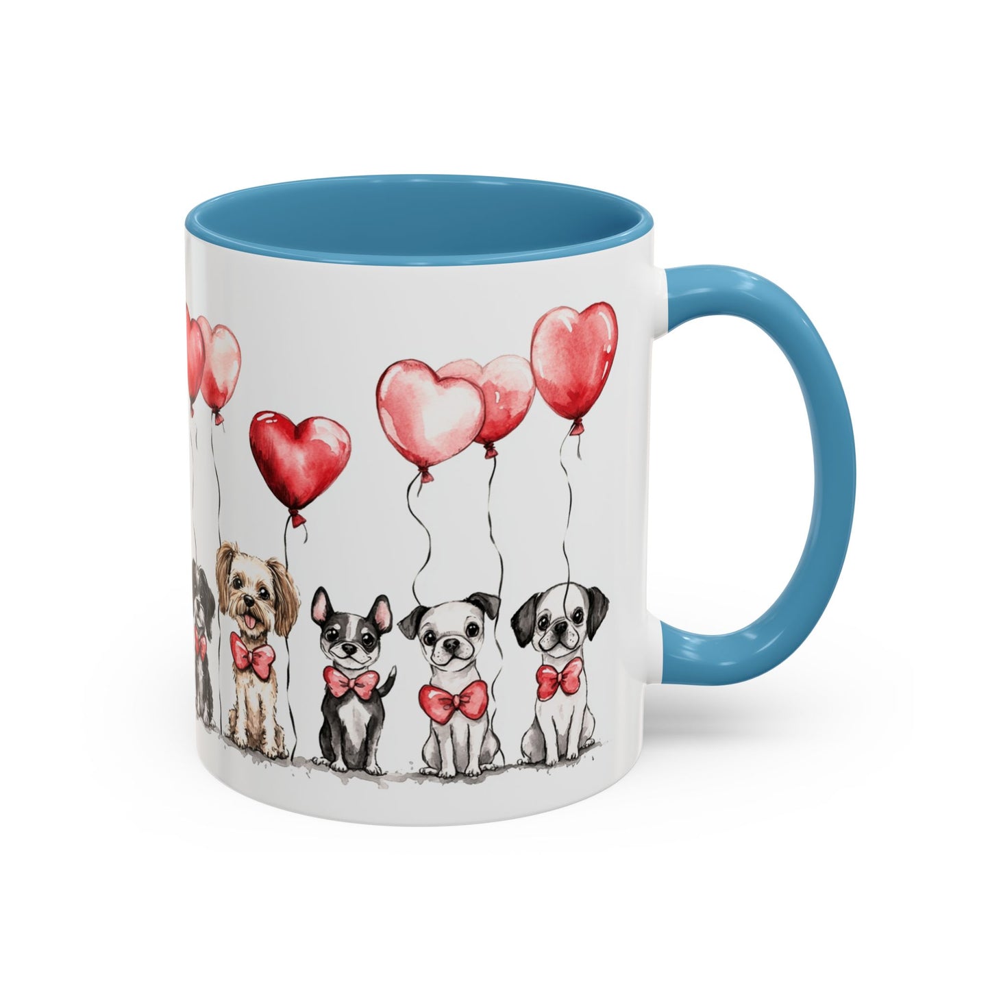 Coffee Mug - Puppy Love Valentine's Day, Cute Dogs and Heart Balloons, 11oz and 15oz, Ceramic