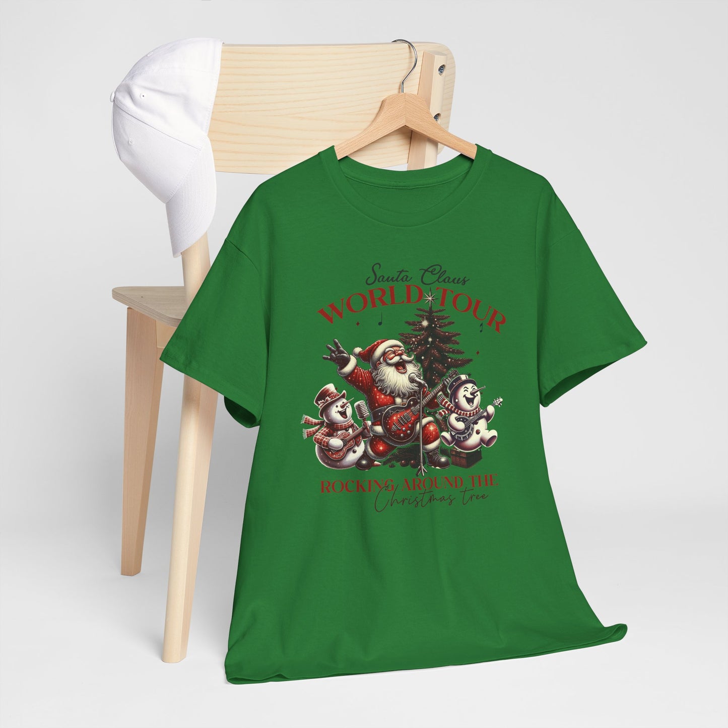 Santa Rocking around the Christmas Tree Unisex Heavy Cotton T-shirt - size S - 5X
