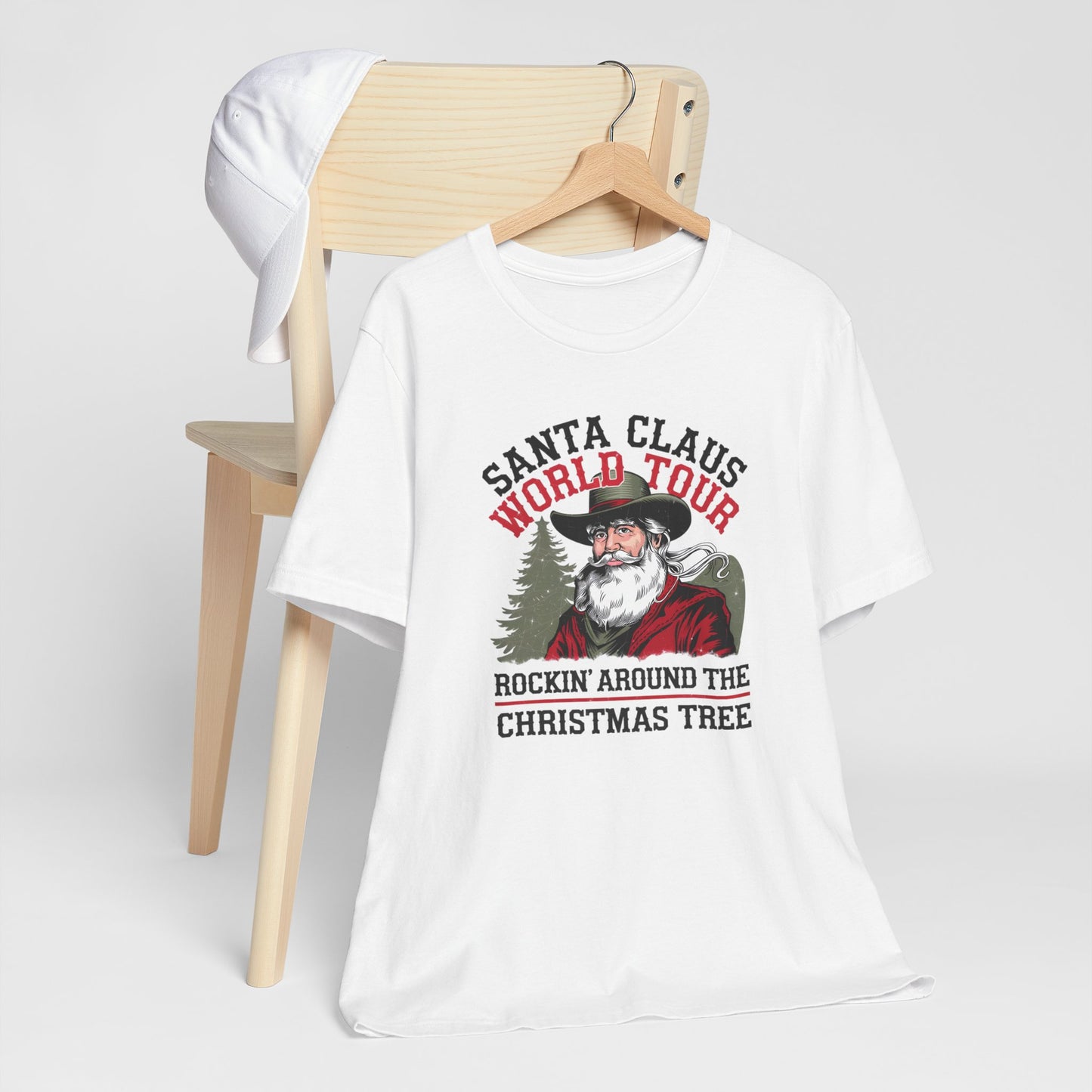 Santa's World Tour Rocking around the Christmas Tree Unisex Jersey Short Sleeve Tee - sizes S - 3X