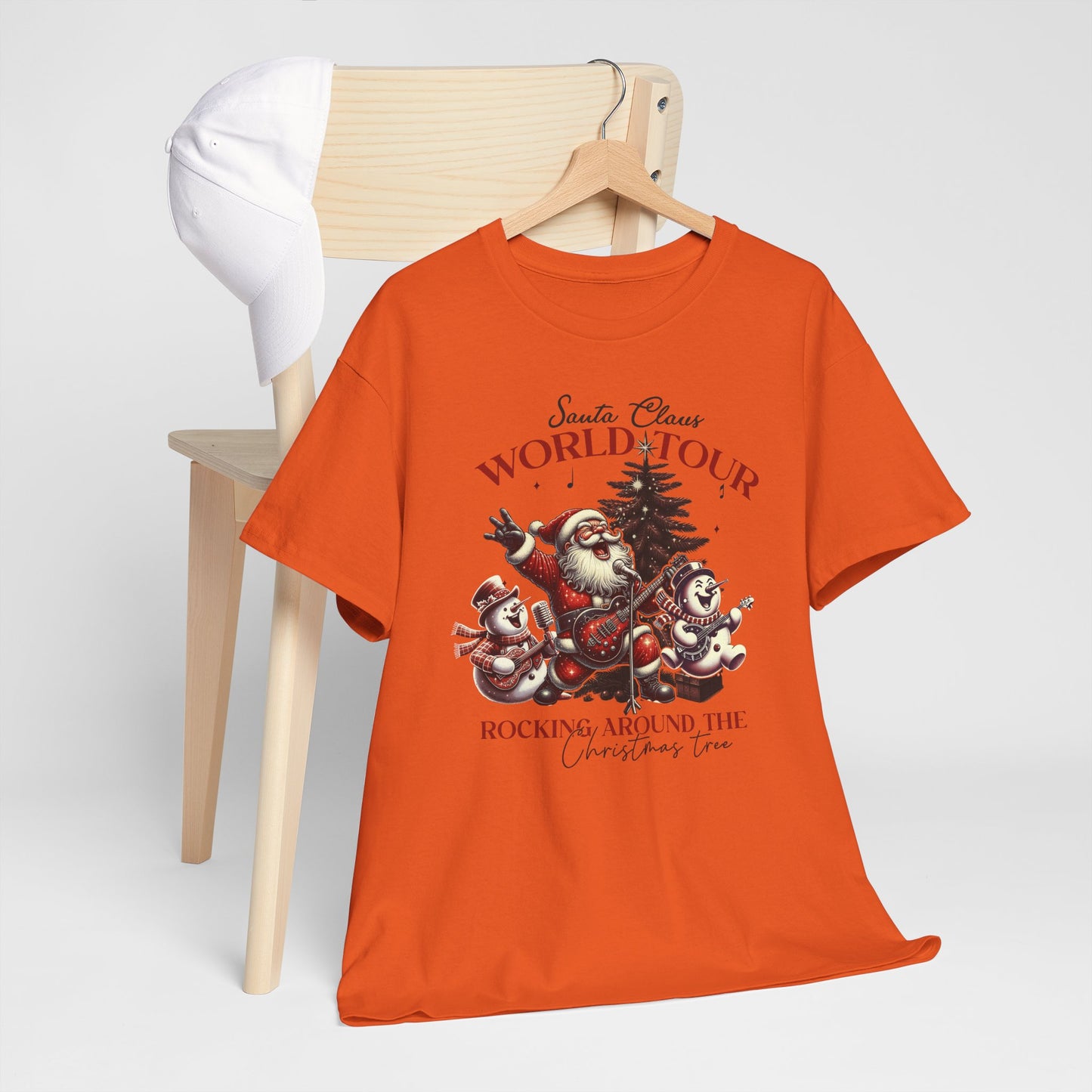 Santa Rocking around the Christmas Tree Unisex Heavy Cotton T-shirt - size S - 5X