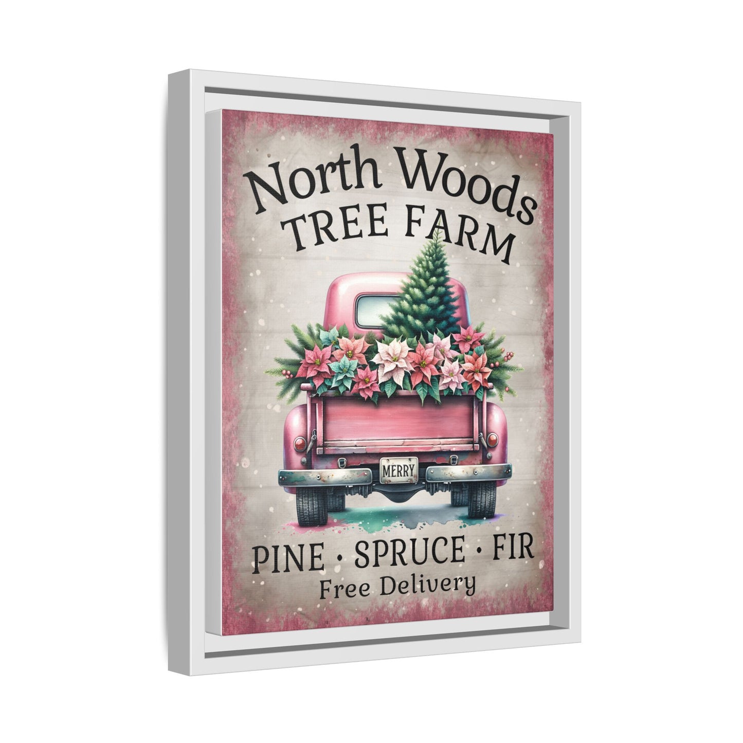 North Woods Tree Farm Matte Canvas, Framed (Multi-color)